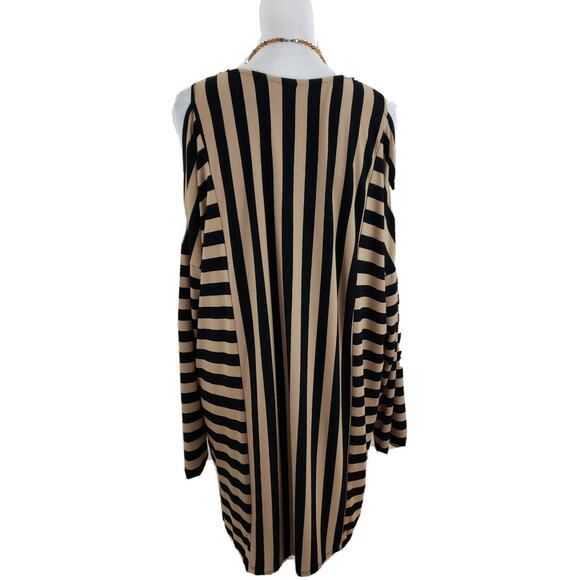 Zenergy Chico's~Woman Sz 3 (XL)~Cold Shoulder Vertical Stripe Knit Tunic Blouse - Picture 10 of 12